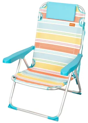 Zdjęcie produktu dla Krzesło plażowe, 5-pozycyjne, z poduszką i plecakiem