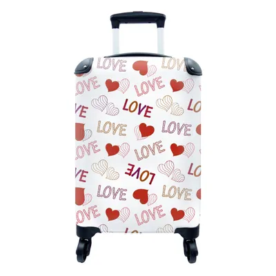 Produktbild von MuchoWow® Koffer Handgepäck Trolley Rollkoffer Kleine Reisekoffer mit 4 Rollen - Liebe - Herz - Muster - Cabin Size < 55x40x23 cm & 55x40x20 cm - Fotokoffer - Kabinenkoffer - Boardgepäck - Reise-Box - Reisekoffer - Reisegepäck - Koffer mit Bild - Trolley für Kinder