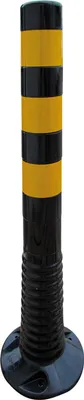 Produktbild von Schake Flexipfosten Ø80mm in schwarz mit gelb reflektierenden Streifen und Dübelbefestigung aus PUR 750mm hoch