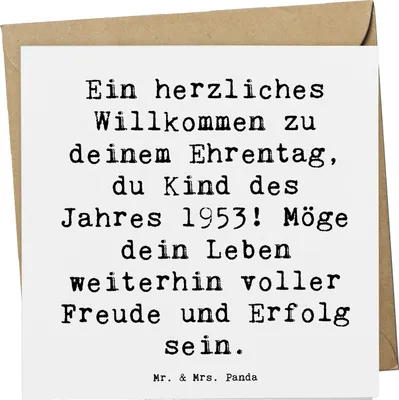 Produktbild von Mr. & Mrs. Panda Glückwunschkarte Spruch 1953 Geburtstag - Weiß - Geschenk, doppelkarte, Geburtstagsgeschenk, Grußkarte, faltkarte, Ehrentag, Klappkarte, Alter