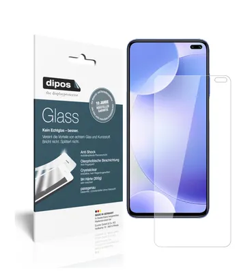 A product package for a screen protector is shown next to a smartphone with the screen protector applied.