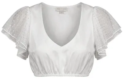 Produktbild von Krüger Dirndlbluse Neyila ecru blickdicht mit Flügelärmeln und Glitzersteinchen Größe 34