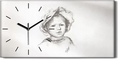Produktbild von Wandbild Leinwand Bilder mit Uhr 60x30 Zeichnung Skizze Abstrakte Kinder - schwarze Hände