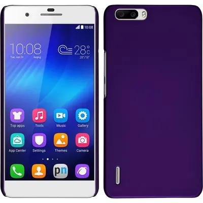 Produktbild von PhoneNatic Case kompatibel mit Huawei Honor 6 Plus - Hülle lila gummiert Hard-case + 2 Schutzfolien