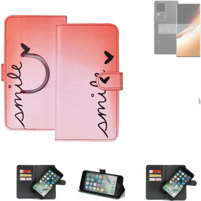Produktbild von K-S-Trade Schutzhülle Handyhülle kompatibel mit Vivo V30 Pro Hülle cover bookstyle Etui ''smile'' rot Standfunktion Kameraschutz (1Stk)