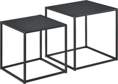 Obrázek produktu pro In And OutdoorMatch odkládací stolek Lottie - sada 2 kusů - černá - kov - 40x40x40 - 35x35x35 cm - moderní design