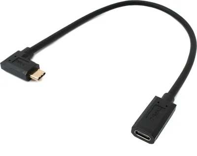Produktbild von SYSTEM-S USB 3.1 Gen 2 Kabel 30 cm Typ C Stecker zu Buchse Winkel in Schwarz