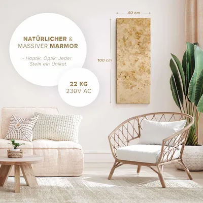 Produktbild von Infrarot Natursteinheizung Marwona Lymonit 100x40 cm 800 Watt inkl. Funkthermostat und Empfänger