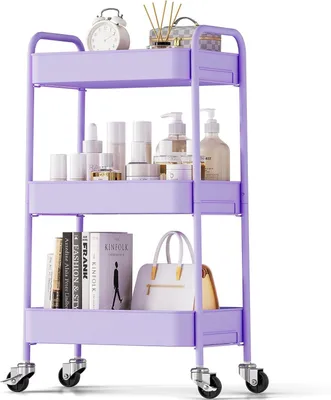 Image de Chariot de cuisine en métal, à 3 niveaux, avec roulettes, multifonctionnel, pour la cuisine et le bureau