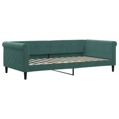 Zdjęcie produktu dla vidaXL Łóżko dzienne ciemnozielone 100x200 cm aksamitne