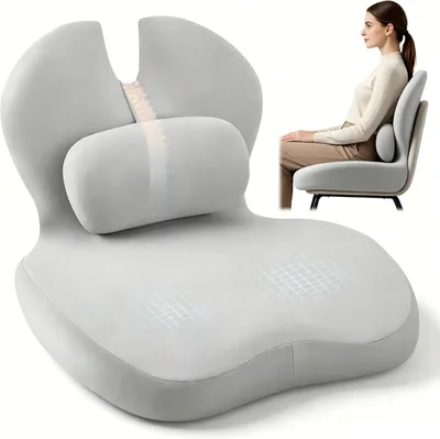 Produktbild von Sitzkissen mit Rückenlehne, 2-in-1, Memory-Schaum, für Bürostuhl