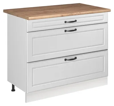 Produktbild von Küchenunterschrank Vicco R-Line Weiß Landhaus/Weiß 100 cm Arbeitsplatte Goldkraft Eiche, Model 71521