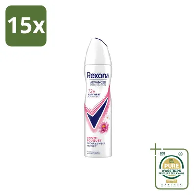Productafbeelding van 15 x Rexona Advanced Protection Bright Bouquet Antitranspirant Spray 150 ml - Voorraadverpakking - 15 stuks