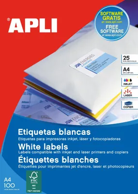Weiße Etiketten 70 x 16,9 mm, 100 Blatt, permanent