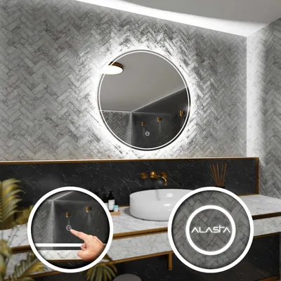 Produktbild von Runder Spiegel mit LED Beleuchtung und Touch-Schalter - Venezia - 60 cm