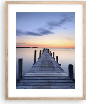 Produktbild von Gerahmtes Poster - Rahmen in heller Eiche - Sonnenuntergang See Wasser Brücke - 40x50 cm - Wand Bild - Wanddeko - Wandbilder - Wandposter - Bilderrahmen - Bilder - Kunstdruck - P2NPA40x50-2508