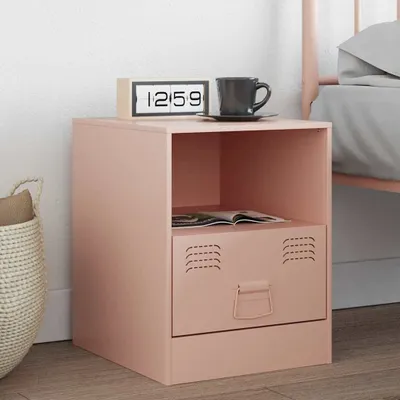 Image de vidaXL Table de nuit rose 34,5x39x44 cm acier