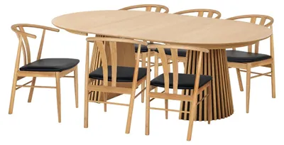 Immagine prodotto di Set sala da pranzo Tokyo: tavolo e 6 sedie, rovere/naturale/nero.