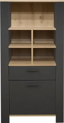Produktbild von Mäusbacher Nele Beistellschrank mit 1 Tür und 1 Schubkasten Holzwerkstoff 63x152x44 cm Anthrazit matt lack/Asteiche