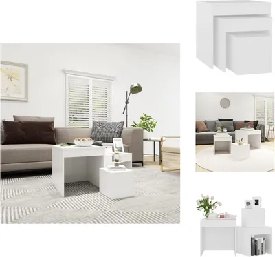 Obrázok produktu pre vidaXL Bočné stolíky 3 ks biely materiál na báze dreva - Bočné stolíky