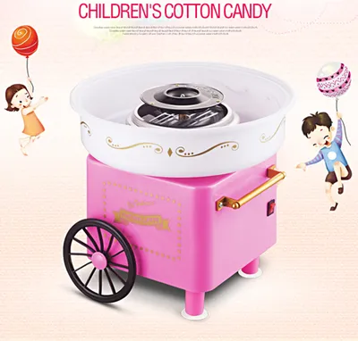 Produktbild von WYCTIN 500W Zuckerwattemaschine Zuckerwattegerät Candymaker Automat mit Wagen Rosa 30x30x25cm
