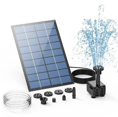 Produktbild von Solarbrunnen Springbrunnen Solar Vogeltränke - 2,5 W - 1,2 m Wasserleitung - Solarpumpe für Vogelbad und Teich