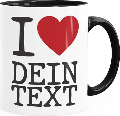 Produktbild von Kaffee-Tasse I love you personalisierbar anpassbar mit Wunsch-Namen Liebe Geschenk Moonworks® schwarz-inner Keramik-Tasse