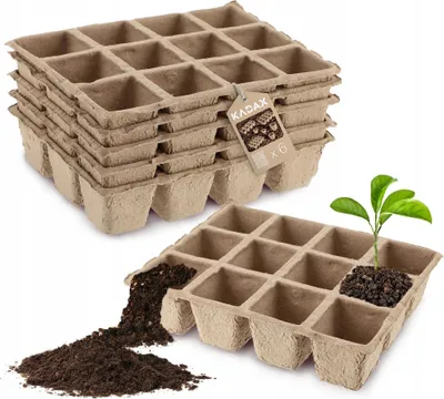 Produktbild von Anzuchtplatte - Mit 72 Zellen (6x12) - Torf-Töpfe - Biologisch Abbaubar - Für Samen Und Jungpflanzen - Gewächshaus Und Garten