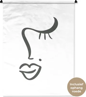 Produktbild von MuchoWow® Wandteppich Wandbehang Frau - Gesicht - Abstrakt 90x120 cm Tapisserie Dekoration Wandtuch - Wanddeko