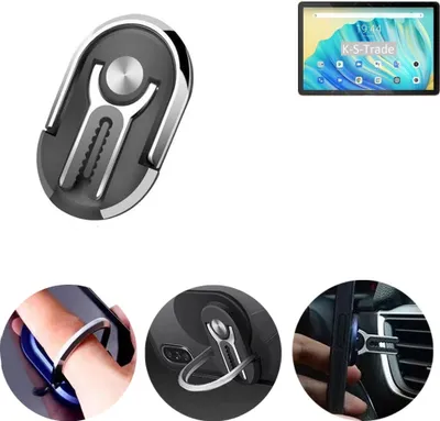 Produktbild von K-S-Trade 3in1 Smartphone-Ring Handy-Ring kompatibel mit Blackview Tab 10 Fingerhalterung  Handyring Tischständer Lüftungsgitter-Halterung Tisch