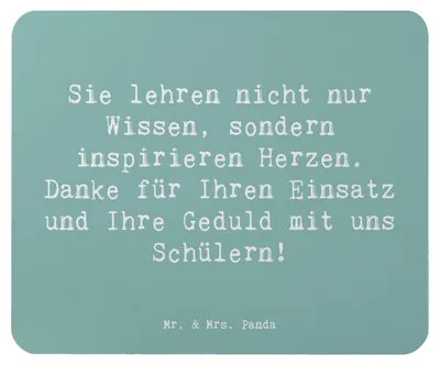 Produktbild von Mr. & Mrs. Panda Mauspad Spruch Danke Lehrer - Meeresbrise - Geschenk, Leidenschaft, Aufmerksamkeit, Dank an, Mousepad, laptop, Bedanken, sagen, Dankbarkeit, Anerkennung