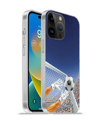Produktbild von MuchoWow® Handyhülle Schutzhülle Hülle für Apple iPhone 14 Pro - Softcase Eine Illustration eines Torwarts, der den Fußball stoppt - Junge - Mädchen - Kind Silikon Softcase Handy Hülle - Umschlag