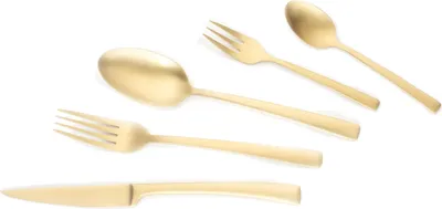 Produktbild von Echtwerk Avelino Gold Edition Tafelbesteck, 30-tlg., Tafel Besteck, Essbesteck, Messer, Besteckset, Stahl / Edelstahl, Mattiert, EW-BS-0803G