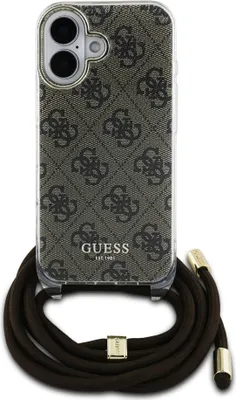 Image de Guess Crossbody Cord 4G Print Case with Lanyard pour Iphone 16 - Marron