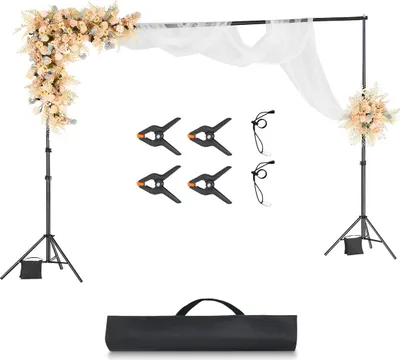 Produktbild von VEVOR Hintergrundständer verstellbares Fotohintergrundständer (Hintergrundtuch: 300 x 300 cm), tragbarer Hintergrundständer mit 2 Stativen, Bildschirmständer für Produktfotografie Studiofotografie