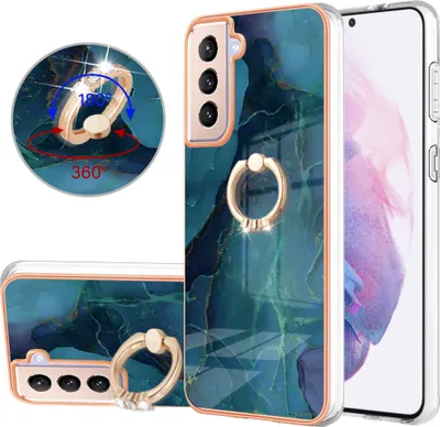 Image de Etui pour Samsung Galaxy S21 Plus 5G, étui de protection en silicone TPU bumper avec anneau vert