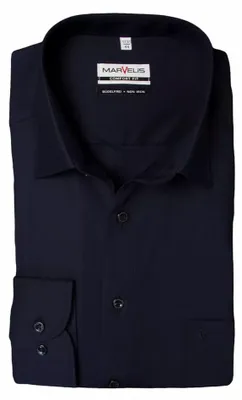 Produktbild von Marvelis - Comfort Fit - Herren Langarm Hemd, (797364), Größe:39, Farbe:dunkelblau (80)