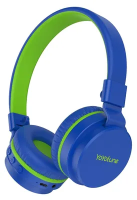 Obrázok produktu pre Bluetooth slúchadlá pre deti, ľahké, bezdrôtové, s obmedzovačom hlasitosti (85-94 dB), výdrž batérie až 40 hodín, modrá farba