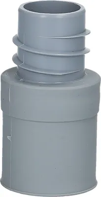 A gray plastic hose adapter with ribbed sections at the top.