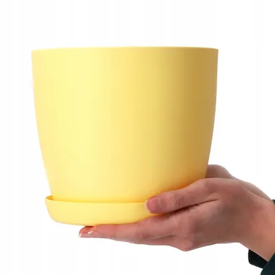 Immagine prodotto di Vaso da fiori KADAX "Agen", fioriera con sottovaso, giallo, 30 cm