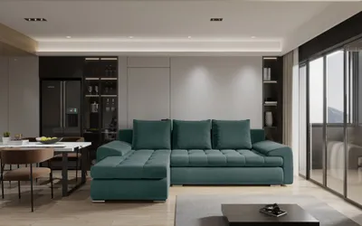 Produktbild von Ecksofa Sofa HECKTOR mit Schlaffunktion Stoff Castel Grün Ottomane Links