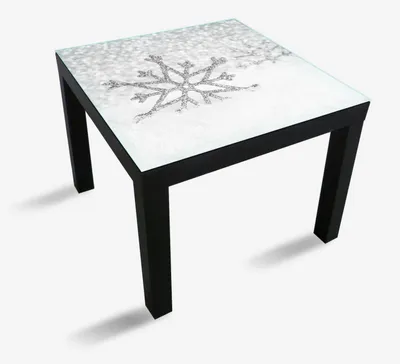 Produktbild von Wallario Möbeldesign -  Glasplatte, Schutzplatte mit Motiv - geeignet für Ikea Lack Tisch, Größe: 55 x 55 cm, Motiv: Silberne Schneeflocken