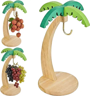 Produktbild von Bananenhalter aus Holz, Bananenständer für frische Bananen, Bananenhaken für Küche und Haushalt, praktische Aufbewahrung für Früchte, 33 x 15 cm