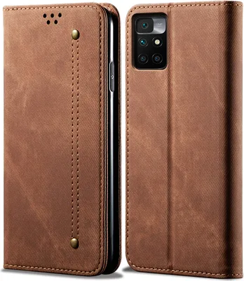 Obrázek produktu pro Redmi 10 Pouzdro, Kožené Peněženkové Pouzdro s Magnetickým Uzavíráním a Stojánkem pro Xiaomi Redmi 10 Hnědý