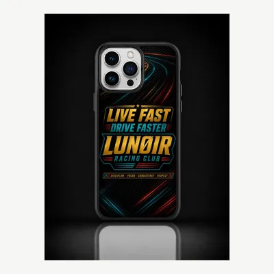 Productafbeelding van iPhone 14 Pro Max hoesje, telefoonhoesje, beschermhoesje, case met autosportmotief – LUNØIR ©