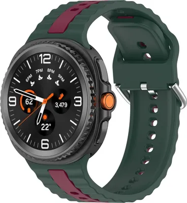 Produktbild von Für Samsung Galaxy Watch 8 / 8 Two Color Silikon Ersatz Smart Watch Armband Dunkelgrün / Rot