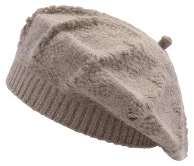 Zdjęcie produktu dla Czapka damska typu "Baskenmütze", kolor taupe, uniwersalny rozmiar. Beret z frędzlem, ciepły i wiatroodporny