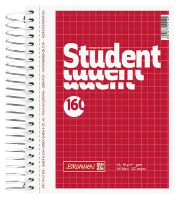 Produktbild von BRUNNEN Collegeblock Student 1067392 DIN A6 160Bl. kariert weiß