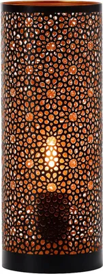 Produktbild von Orientalische kleine Tischlampe Lampe Naziha 30cm Schwarz | Marokkanische Tischlampen klein aus Metall, Lampenschirm Schwarz | Nachttischlampe Ramadan, für Vintage, Retro & Landhaus Stil Design