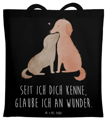 Produktbild von Mr. & Mrs. Panda Tote Bag Hunde Liebe - Schwarz - Geschenk, Optimitisch, Hund, Sprüche, Tasche, Herz, Tragetasche, Kuscheln, Schultasche, umhängebeutel, Shopping, Wunder